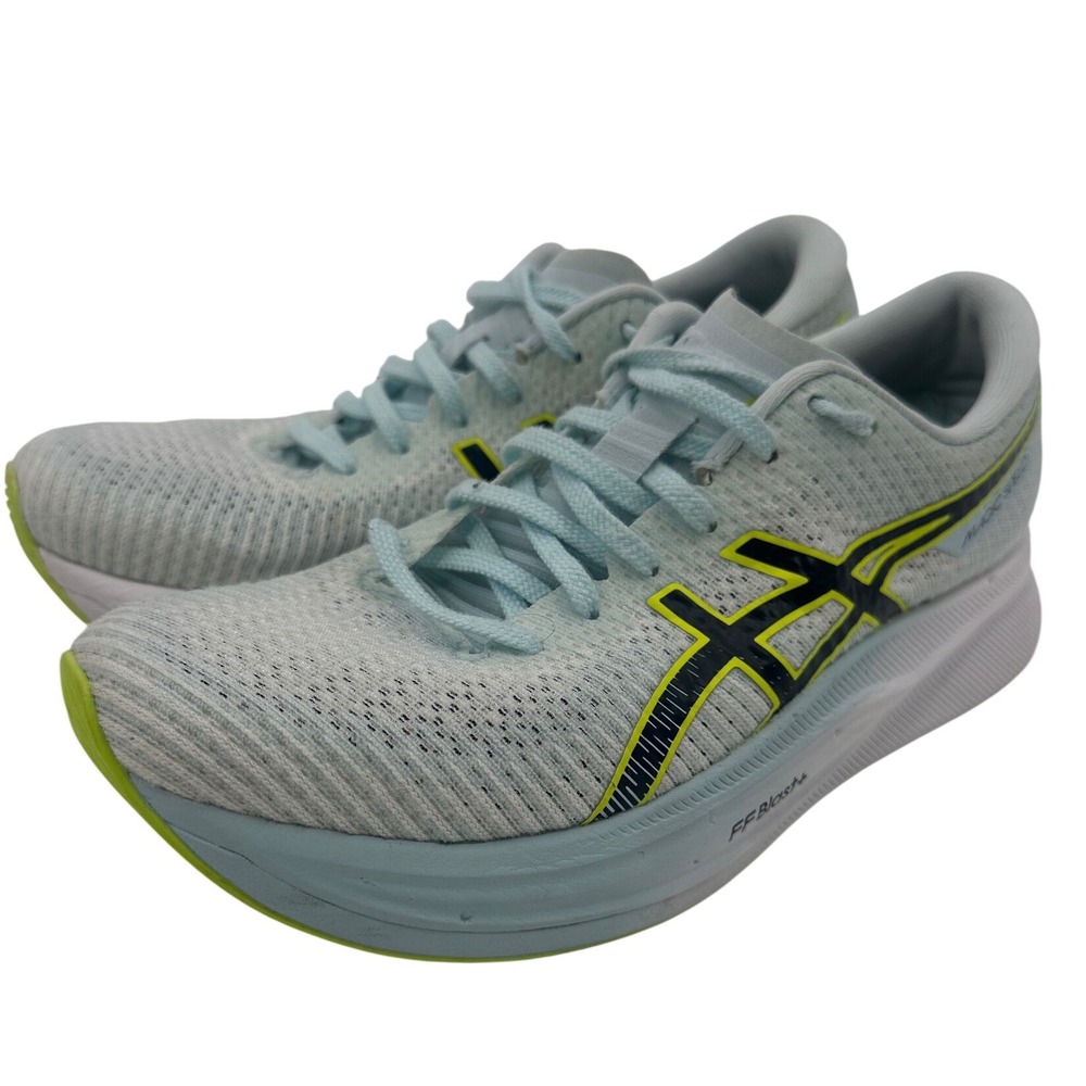 ASICS Magic Speed 2 Womens 7.5 Running Shoes Sky Light Blue Hazard Green pristin